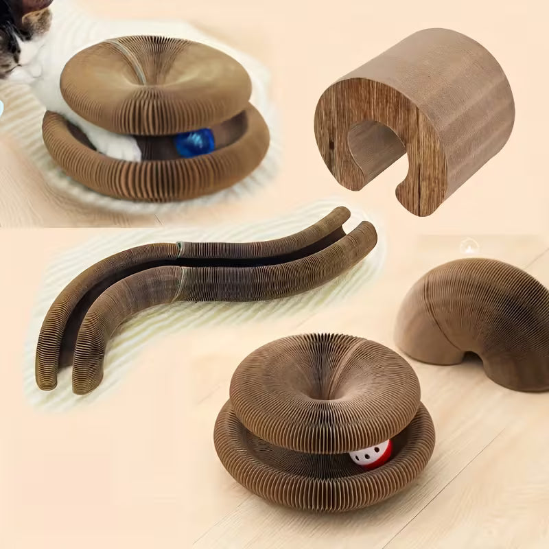 Cat Scratcher with Ball Track - Interactive Cardboard Scratching Toy