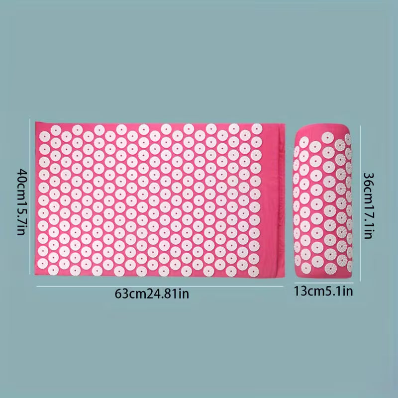 Acupressure Mat and Pillow Set - 3pcs Massage Set for Back & Neck Relief
