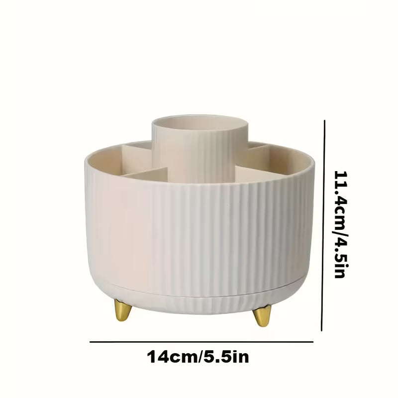 360° Rotating Makeup Organizer - 5 Compartment Cosmetic Storage