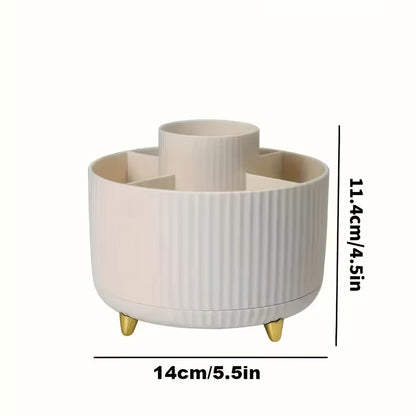 360° Rotating Makeup Organizer - 5 Compartment Cosmetic Storage
