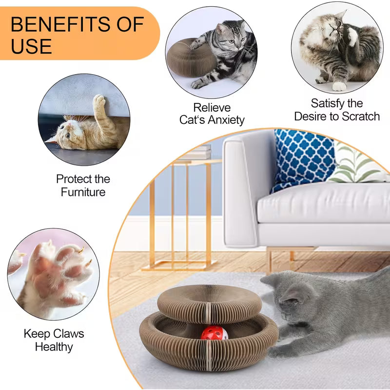 Cat Scratcher with Ball Track - Interactive Cardboard Scratching Toy