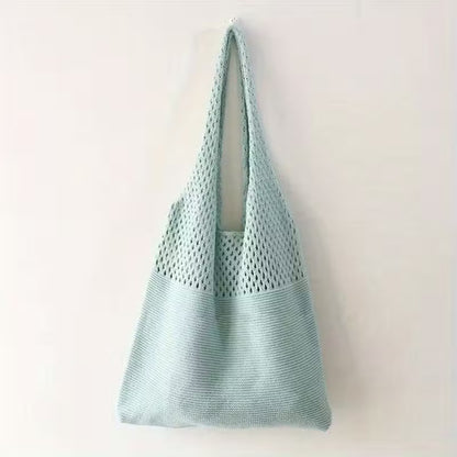 Canvas Tote Bag - Women's Shoulder Shopping Bag with Hollow Crochet