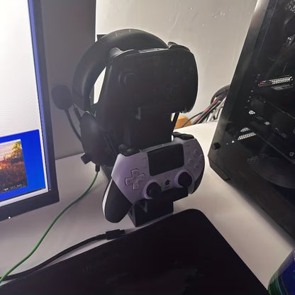 PS5 Controller Stand 3-in-1 - Dual Gamepad & Headset Organizer