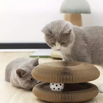 Cat Scratcher with Ball Track - Interactive Cardboard Scratching Toy