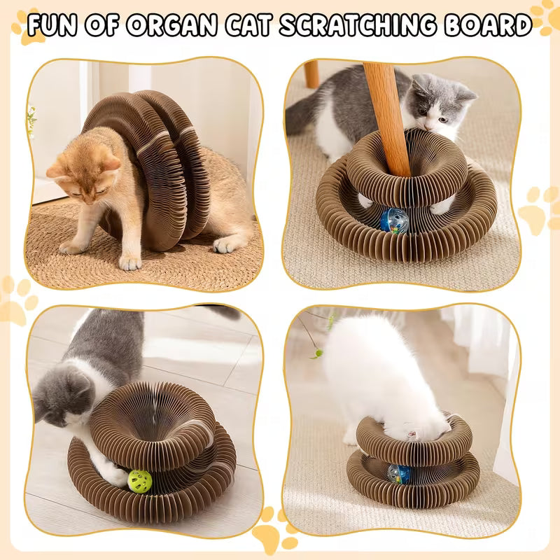 Cat Scratcher with Ball Track - Interactive Cardboard Scratching Toy
