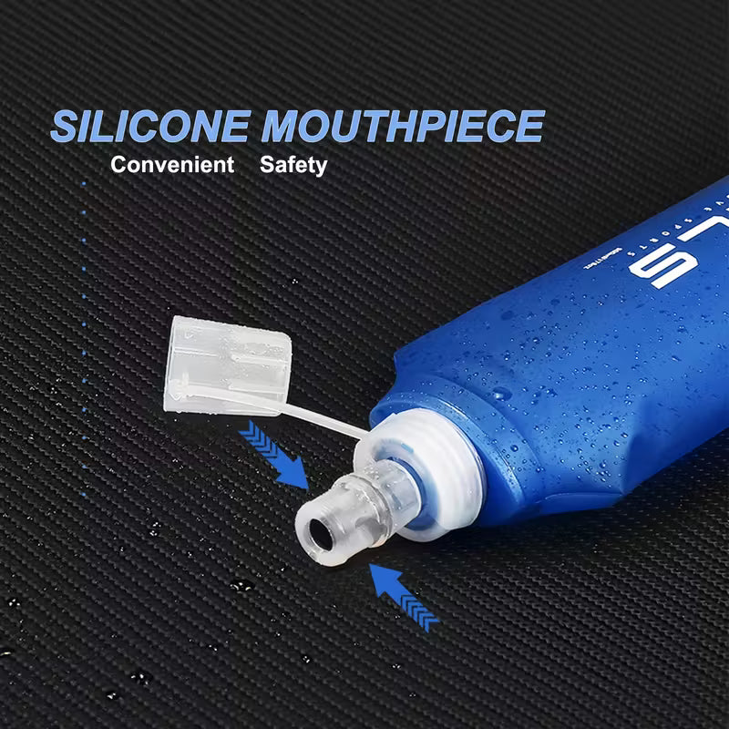 Collapsible Silicone Water Bottle - Foldable Sports Bottle with Lid
