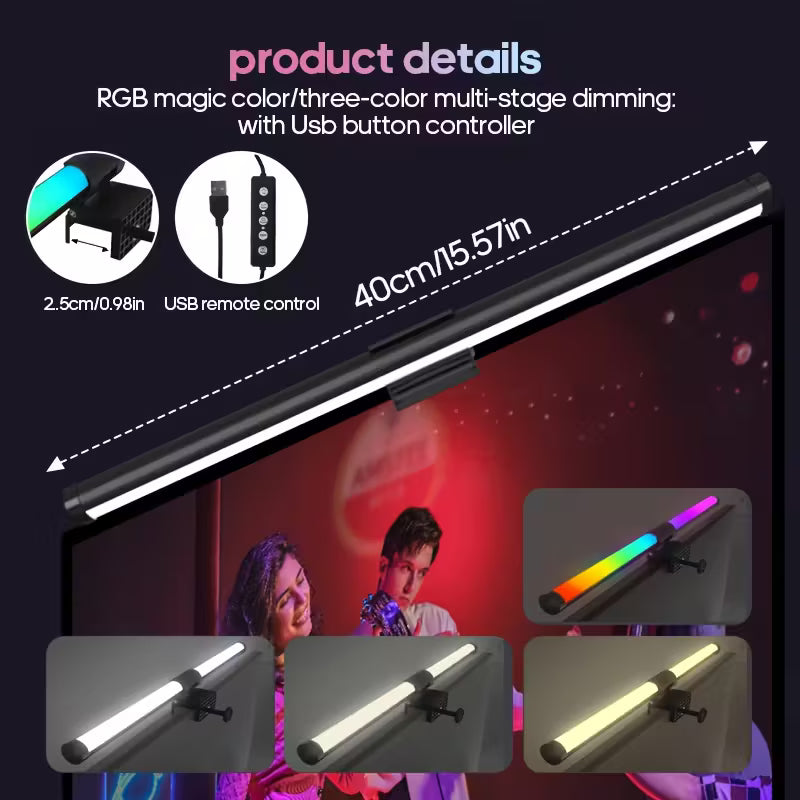 RGBW Gaming Ambient Light Bar - Monitor Backlight with Auto-Scroll