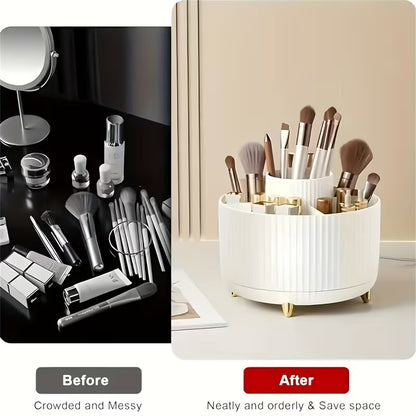 360° Rotating Makeup Organizer - 5 Compartment Cosmetic Storage
