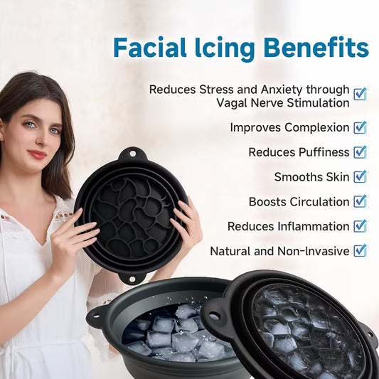 Portable Silicone Ice Bath Basin - Foldable Face Washing Bowl