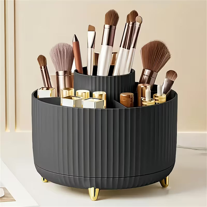 360° Rotating Makeup Organizer - 5 Compartment Cosmetic Storage