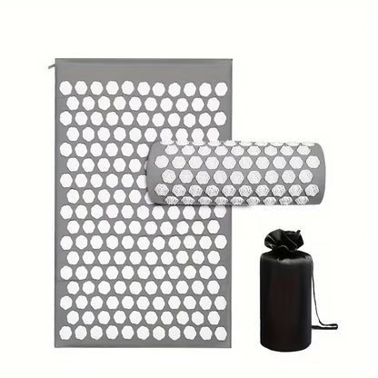 Acupressure Mat and Pillow Set - 3pcs Massage Set for Back & Neck Relief