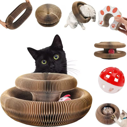 Cat Scratcher with Ball Track - Interactive Cardboard Scratching Toy