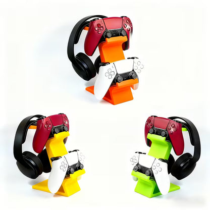 PS5 Controller Stand 3-in-1 - Dual Gamepad & Headset Organizer
