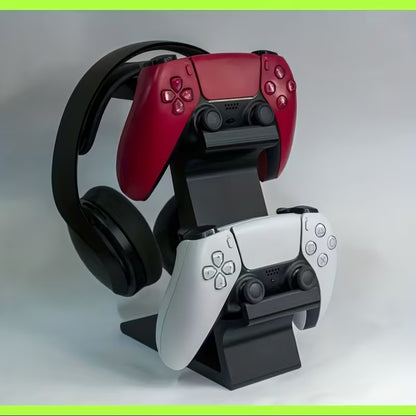PS5 Controller Stand 3-in-1 - Dual Gamepad & Headset Organizer
