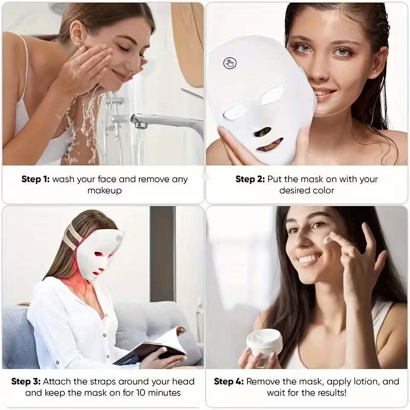 7-Color LED Light Therapy Face Mask - USB Rechargeable