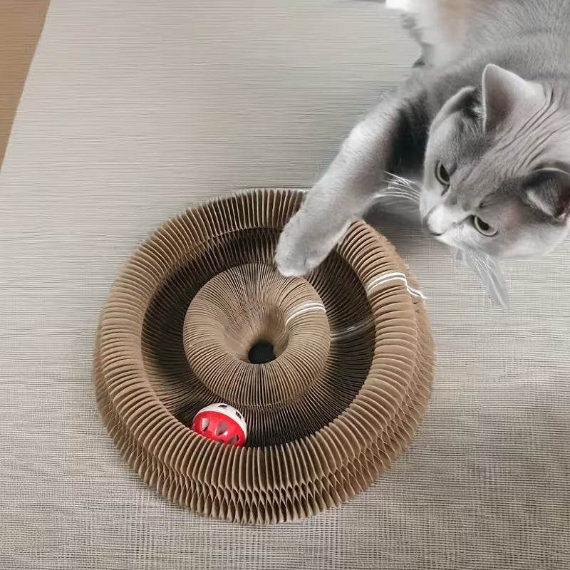 Cat Scratcher with Ball Track - Interactive Cardboard Scratching Toy