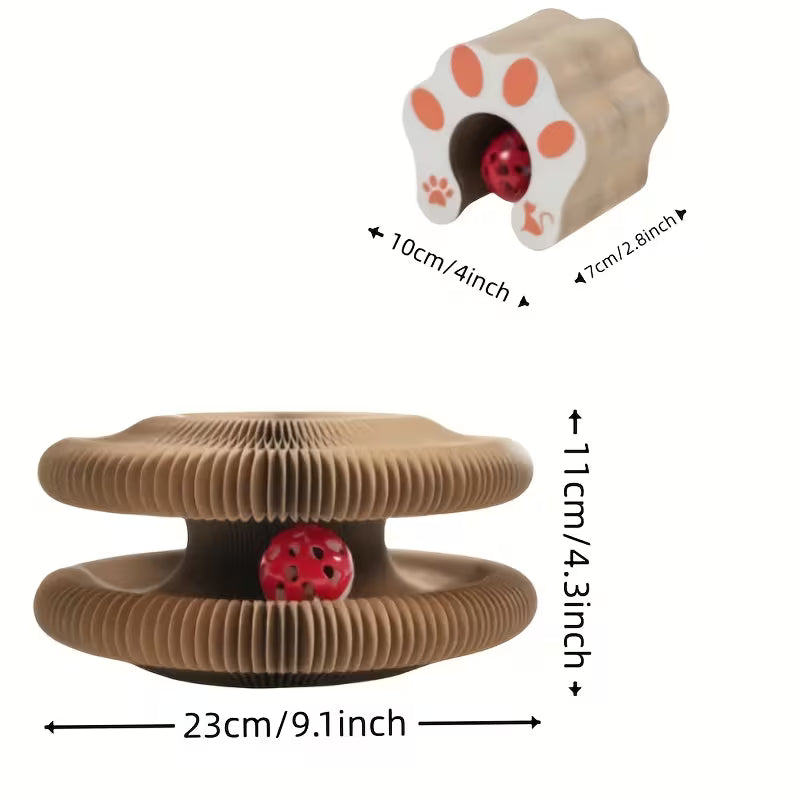 Cat Scratcher with Ball Track - Interactive Cardboard Scratching Toy