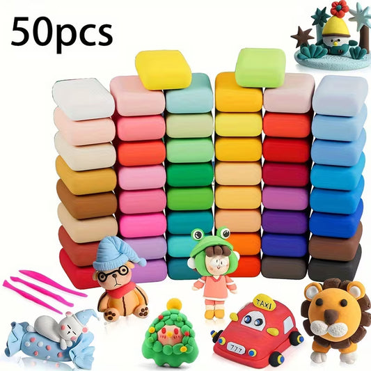 Air Dry Clay Set 500g - 50 Colors with Tools & Molds