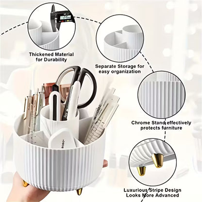 360° Rotating Makeup Organizer - 5 Compartment Cosmetic Storage