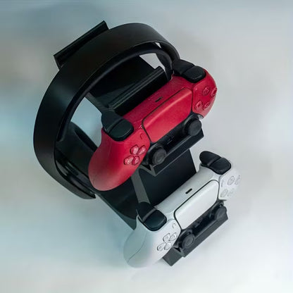 PS5 Controller Stand 3-in-1 - Dual Gamepad & Headset Organizer