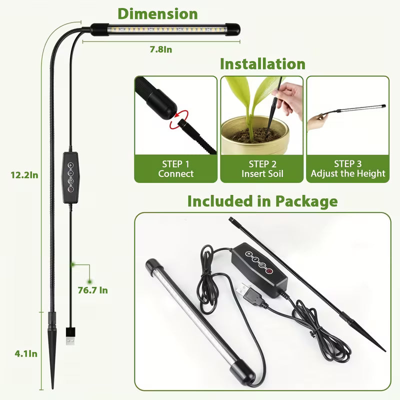 USB Plant Grow Light with Timer - Full Spectrum 6000K Dimmable