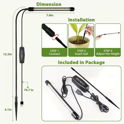 USB Plant Grow Light with Timer - Full Spectrum 6000K Dimmable