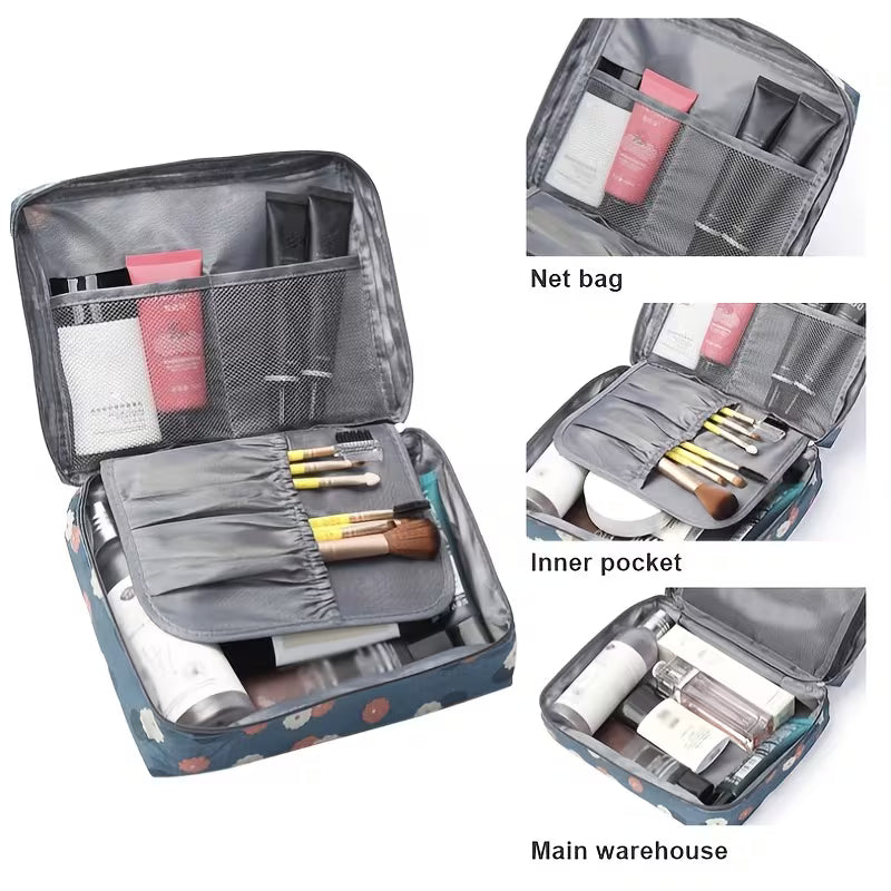 Stylish Travel Makeup Organizer - Large Capacity Cosmetic Bag