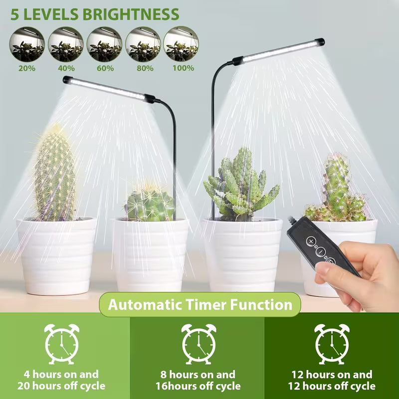 USB Plant Grow Light with Timer - Full Spectrum 6000K Dimmable