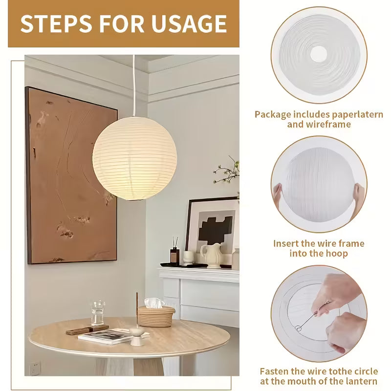 Round Rice Paper Lampshade 40cm (16") - Pendant Light Shade
