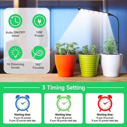 USB Plant Grow Light with Timer - Full Spectrum 6000K Dimmable