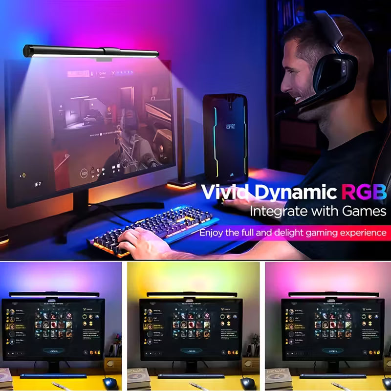 RGBW Gaming Ambient Light Bar - Monitor Backlight with Auto-Scroll
