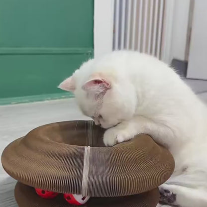 Cat Scratcher with Ball Track - Interactive Cardboard Scratching Toy