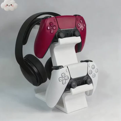 PS5 Controller Stand 3-in-1 - Dual Gamepad & Headset Organizer